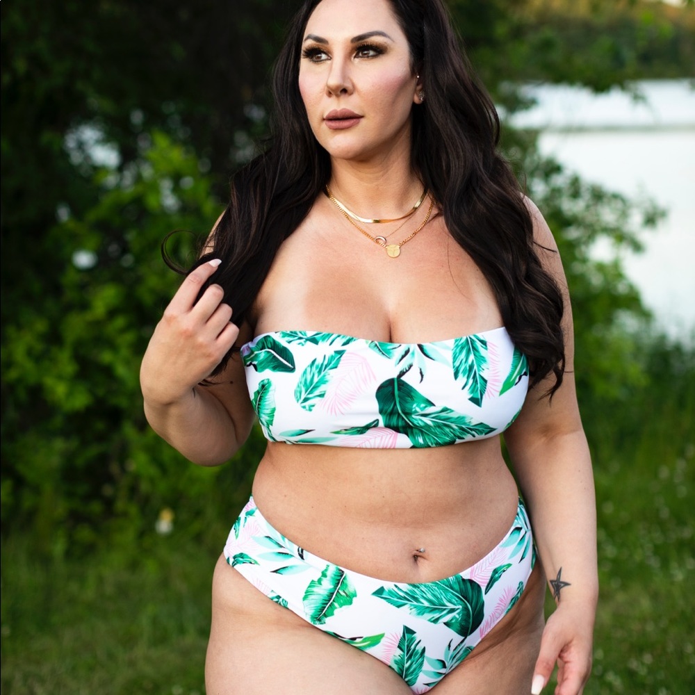Rosegal 2 piece Bandeau Bikini Green Plus Size 1x